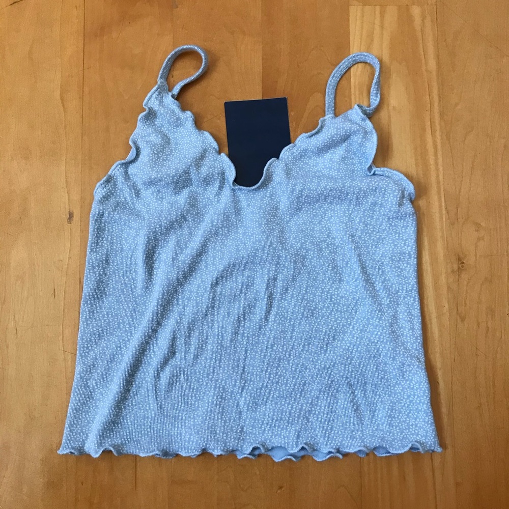 Brandy Melville Baby Blue Nicolette Ruffle Tank